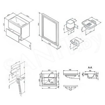 Комплект мебели AM.PM Gem BK90GM