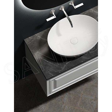 Тумба под умывальник Sancos Very Bianco со столешницей Black sky и умывальником Element CN6017