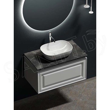 Тумба под умывальник Sancos Very Bianco со столешницей Black sky и умывальником Element CN6009