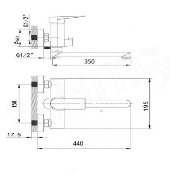 Смеситель для ванны Wisent W72216