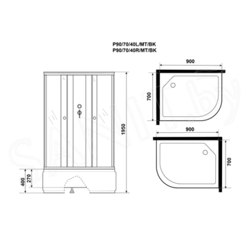 Душевая кабина Niagara Promo P90/70/40L/MT/BK / P90/80/40L/MT/BK / P100/80/40L/MT/BK / P110/80/40L/MT/BK