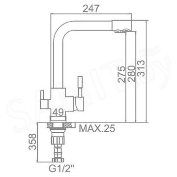 Смеситель для кухонной мойки Gerhans KK4055-3-22 / KK4055-3-19 / KK4055-3-24 / KK4055-3-25 под фильтр