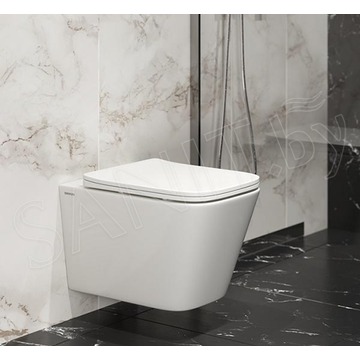 Комплект инсталляции Berges Atom Line 410 c кнопкой хром, унитазом Floe S Rimless и сиденьем Floe S Slim SO