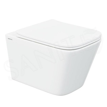 Комплект инсталляции Berges Atom Line 410 c кнопкой хром, унитазом Floe S Rimless и сиденьем Floe S Slim SO