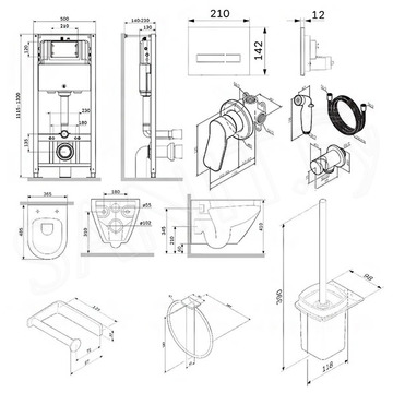 Комплект инсталляции AM.PM Spirit CK70GH с кнопкой Touch Pro, подвесным унитазом и гигиеническим душем