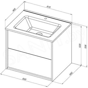 Тумба под умывальник Aquanet Lino 60 / 80 / 100 Flat белый глянец
