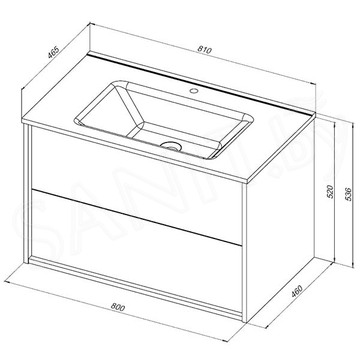 Тумба под умывальник Aquanet Lino 60 / 80 / 100 Flat белый глянец