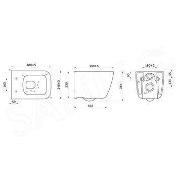 Комплект инсталляции Berges Atom Line 410 c кнопкой черной и унитазом Quattro S Rimless Soft Close