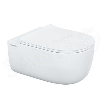 Комплект инсталляции Berges Atom Line 410 c кнопкой черной / хром и унитазом Ego XL Rimless Soft Close