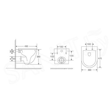 Комплект инсталляции Berges Atom Line 410 c кнопкой белой и унитазом Okus Rimless Soft Close