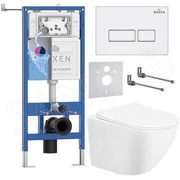 Комплект инсталляции Roxen StounFix Dual Fresh с удлиненными креплениями, аромадозатором, кнопкой Caspia 410280 и унитазом Taliente Amato AM25010