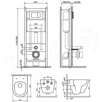 Комплект инсталляции Damixa Apollo DX22.IS10151.1700 с кнопкой и подвесным унитазом