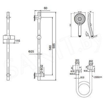 Душевой гарнитур Caprigo Don 98-570-GUN / NER
