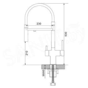 Смеситель для кухонной мойки Shevanik S178H / S178T с подключением к фильтру воды