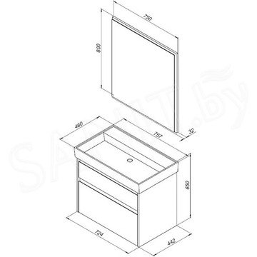 Комплект мебели Aquanet Nova Lite 60 / 75 1+1 ящик белый глянец