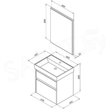 Комплект мебели Aquanet Nova Lite 60 / 75 / 85 / 100 2 ящика дуб рошелье