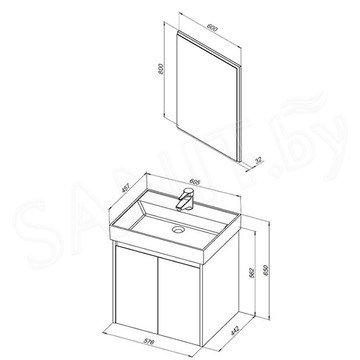 Комплект мебели Aquanet Nova Lite 60 / 75 2 двери белый глянец