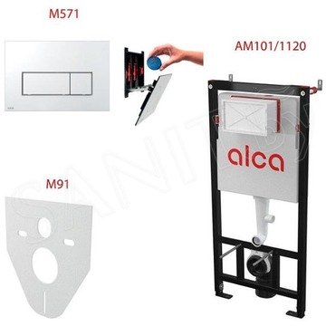 Система инсталляции AlcaPlast AM101/1120+M571+M91 с кнопкой