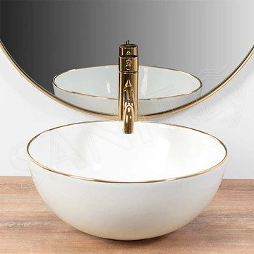 Умывальник Rea Stella white gold edge U7444