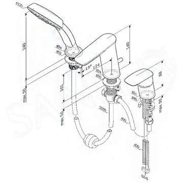 Смеситель на борт ванны AM.PM Inspire V2.0 F50A01300 на 3 отверстия