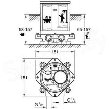 Смеситель встраиваемый Grohe 45984001 (внутренняя часть)