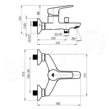 Смеситель для ванны Rubineta Uno-10/K (WT2)