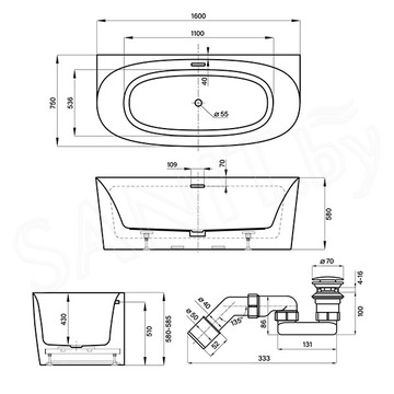 Акриловая ванна Wellsee Belle Spa 2.0 235801002 / 235804002