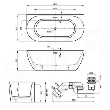 Акриловая ванна Wellsee Belle Spa 3.0 235901003