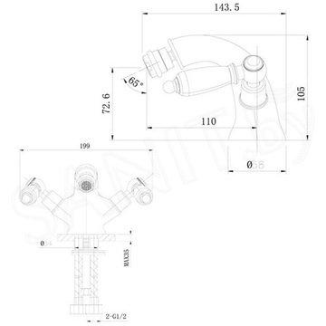 Смеситель для биде Caprigo Adria-classic 03-530-CRM / 03-530-VOT