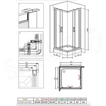 Душевой уголок Damixa Skyline Square DX35WG-403-090MT