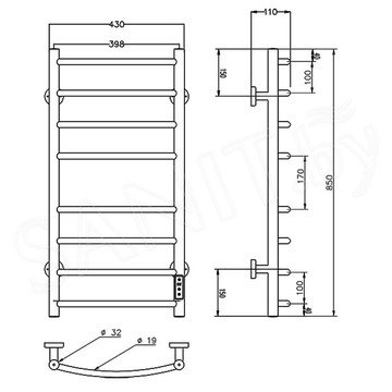 Полотенцесушитель Roxen Santi 11030-4385W электрический