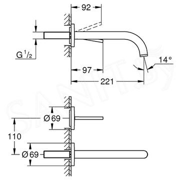 Смеситель встраиваемый Grohe Atrio Joy 19918AL3