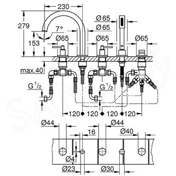 Смеситель на борт ванны Grohe Atrio New 19922AL3