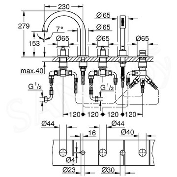 Смеситель на борт ванны Grohe Atrio New 19923003