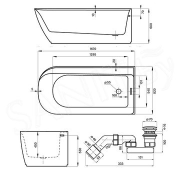 Акриловая ванна Wellsee Camellia 236101004 / 236102004