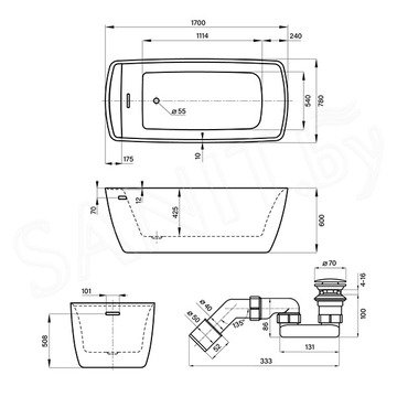 Акриловая ванна Wellsee Ideal 236901001