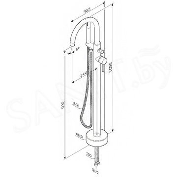 Смеситель для ванны AM.PM Sense F7514100 напольный