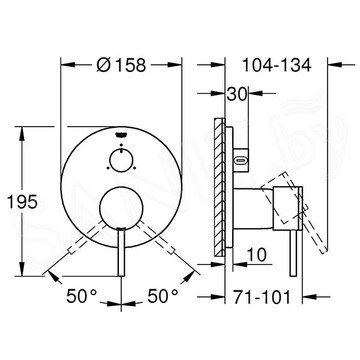 Смеситель встраиваемый Grohe Atrio New 24096DC3 (3 функции)