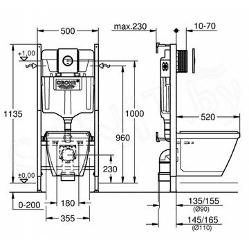 Комплект инсталляции Grohe Solido 5 в 1 с подвесным унитазом Serel 38973000