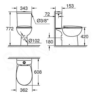 Напольный унитаз Grohe Bau Ceramic 39347000 безободковый с крышкой Soft Close