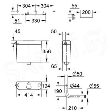 Бачок сливной Grohe 37355SH0 для приставного унитаза