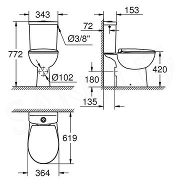 Напольный унитаз Grohe Bau Ceramic 39496000 безободковый с крышкой Soft Close