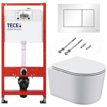 Система инсталляции для унитаза TECEbase kit c кнопкой 9400413 и унитазом Roxen Simple Compact 530120-01