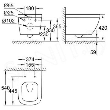 Комплект инсталляции Grohe Solido 4 в 1 с подвесным унитазом EuroCeramic 39536000