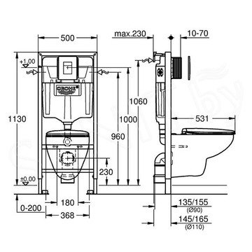 Комплект инсталляции Grohe Solido 5 в 1 с подвесным унитазом Bau Ceramic 39586000