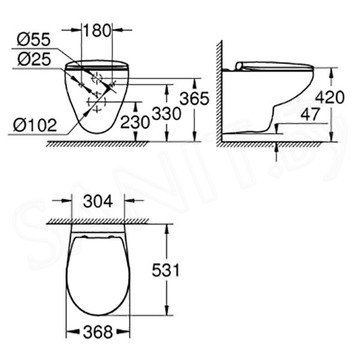 Комплект инсталляции Grohe Solido 5 в 1 с подвесным унитазом Bau Ceramic 39586000