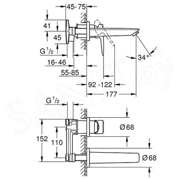Смеситель встраиваемый Grohe BauEdge 20474001