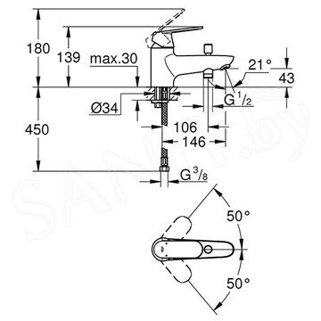 Смеситель на борт ванны Grohe BauEdge 23562000