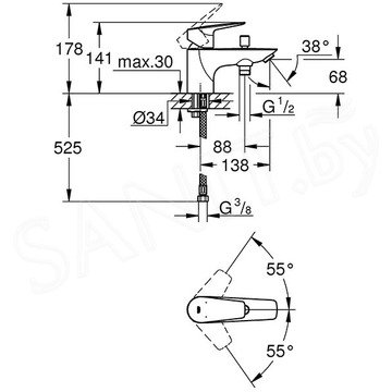 Смеситель на борт ванны Grohe BauEdge 23562001