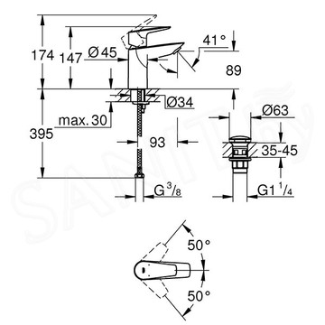 Смеситель для умывальника Grohe BauEdge 23895001